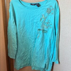 Krazy Kat embroidered Floral Long Sleeve Top xl